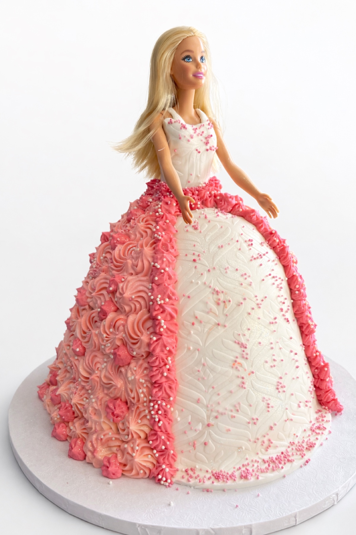 Pink Barbie doll celebration cake